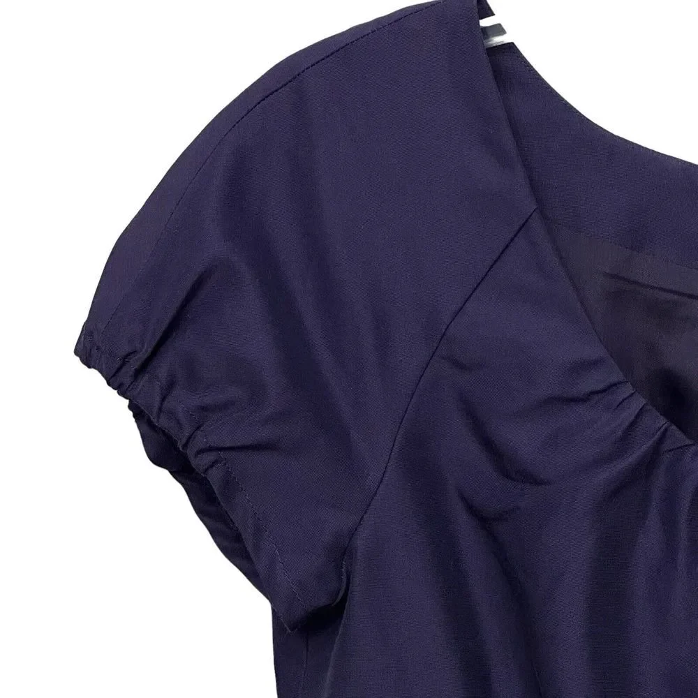 J CREW NWT Purple Silk Blend Fitted‎ Cap Sleeve Dress Size 2 Pockets